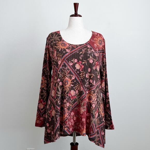 Soft Surroundings Floral Rib Knit Scoop Neck Top - Picture 1 of 9